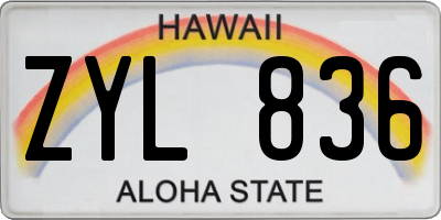 HI license plate ZYL836