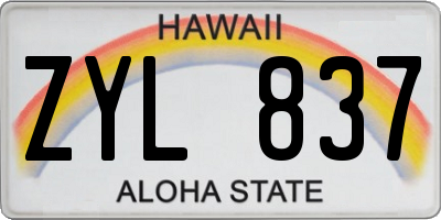 HI license plate ZYL837