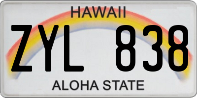 HI license plate ZYL838
