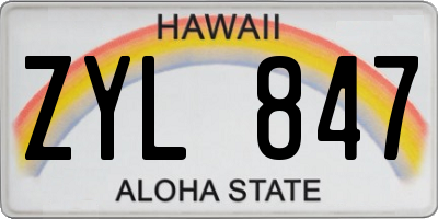 HI license plate ZYL847