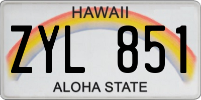 HI license plate ZYL851