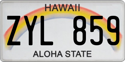 HI license plate ZYL859