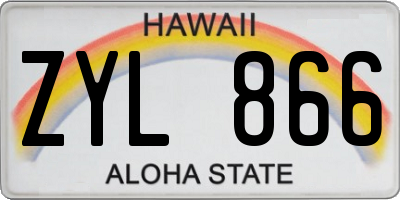 HI license plate ZYL866