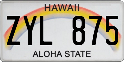 HI license plate ZYL875