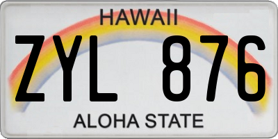 HI license plate ZYL876
