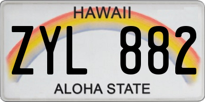 HI license plate ZYL882