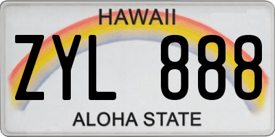 HI license plate ZYL888