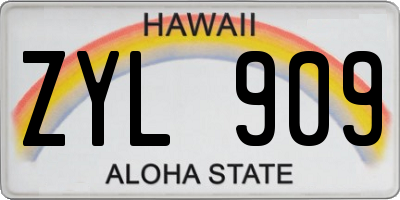 HI license plate ZYL909