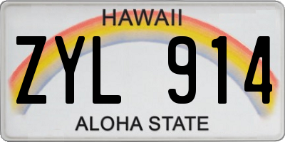 HI license plate ZYL914