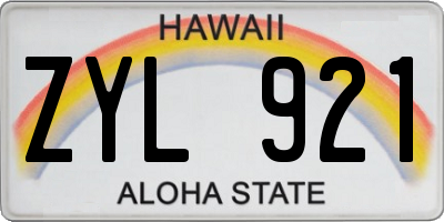 HI license plate ZYL921