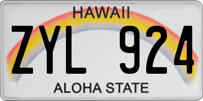 HI license plate ZYL924