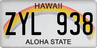 HI license plate ZYL938