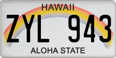 HI license plate ZYL943