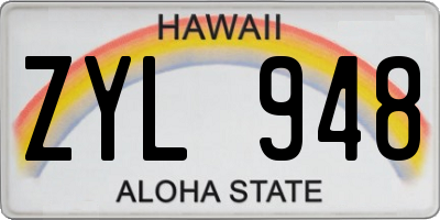 HI license plate ZYL948
