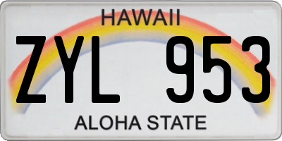 HI license plate ZYL953