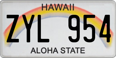 HI license plate ZYL954