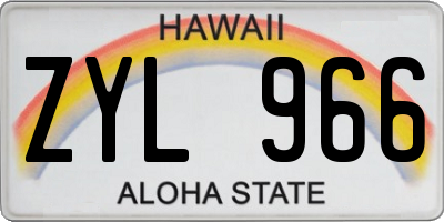 HI license plate ZYL966