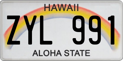 HI license plate ZYL991