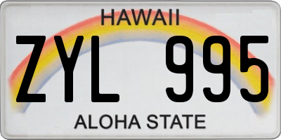 HI license plate ZYL995