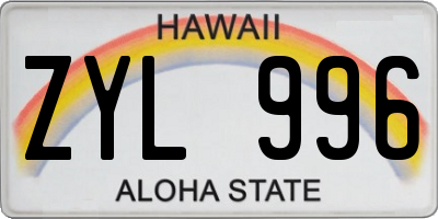 HI license plate ZYL996
