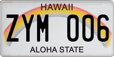 HI license plate ZYM006