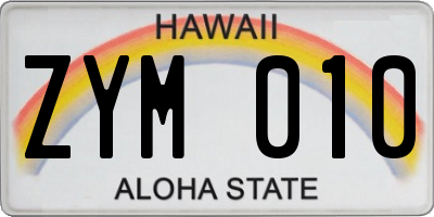 HI license plate ZYM010