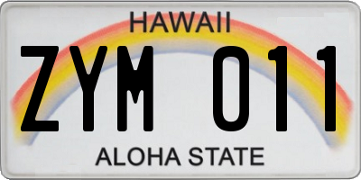 HI license plate ZYM011
