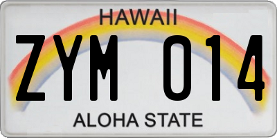 HI license plate ZYM014