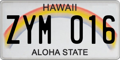 HI license plate ZYM016