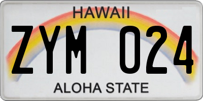 HI license plate ZYM024