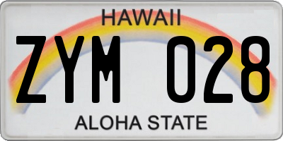 HI license plate ZYM028