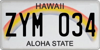 HI license plate ZYM034