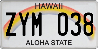 HI license plate ZYM038
