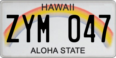 HI license plate ZYM047