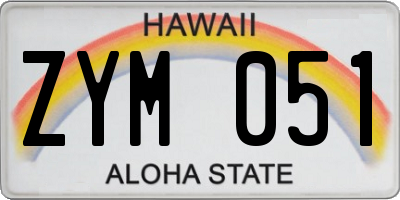 HI license plate ZYM051
