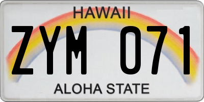 HI license plate ZYM071