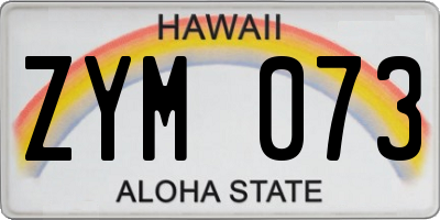 HI license plate ZYM073