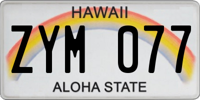 HI license plate ZYM077