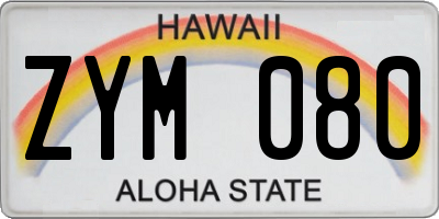 HI license plate ZYM080