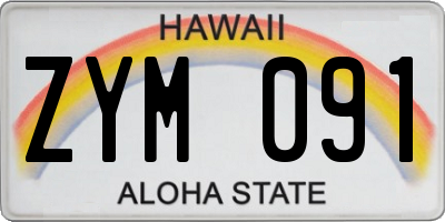 HI license plate ZYM091