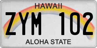 HI license plate ZYM102