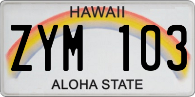 HI license plate ZYM103