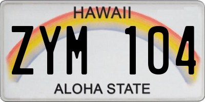 HI license plate ZYM104