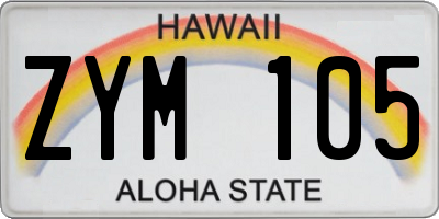 HI license plate ZYM105