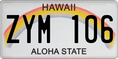 HI license plate ZYM106