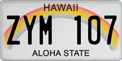 HI license plate ZYM107