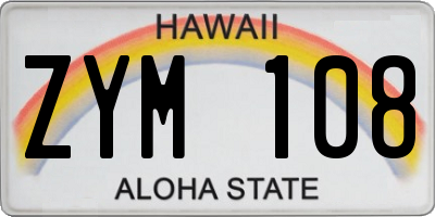HI license plate ZYM108