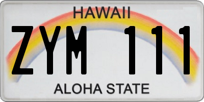 HI license plate ZYM111