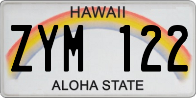 HI license plate ZYM122