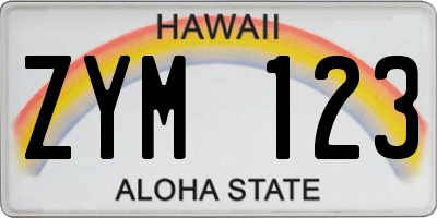 HI license plate ZYM123